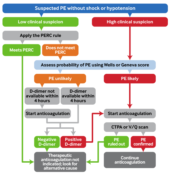 Summary: pulmonary embolism diagnostic pathway