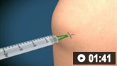 Demostración animada de aspiración e inyección de la rodilla